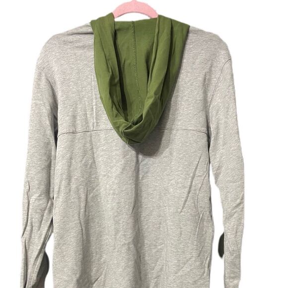 The Hundreds Drawing Lines Mens Gray Long sleeve Tshirt with Green Hood - Picture 2 of 2